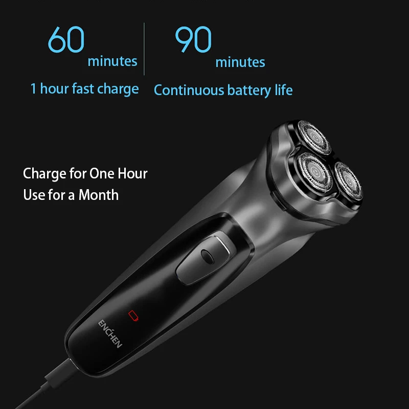 ENCHEN Blackstone Electrical Rotary Shaver for Men 3D Floating Blade Washable Type-C USB Rechargeable Shaving Beard Machine