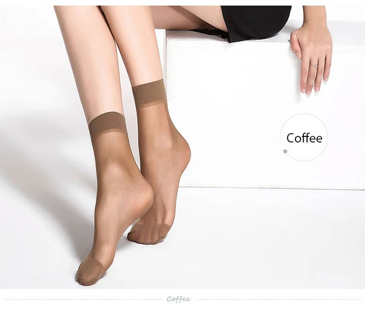 20 Pieces 10 Pairs Summer Bamboo Female Short Socks Women's Thin Crystal Socks, Transparent Thin Silk Socks for Girl, Best Quali