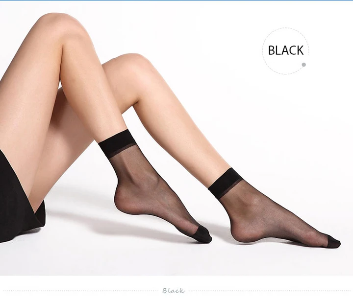 20 Pieces 10 Pairs Summer Bamboo Female Short Socks Women's Thin Crystal Socks, Transparent Thin Silk Socks for Girl, Best Quali