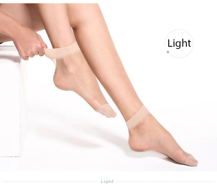 20 Pieces 10 Pairs Summer Bamboo Female Short Socks Women's Thin Crystal Socks, Transparent Thin Silk Socks for Girl, Best Quali