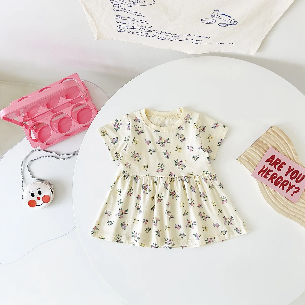 Sanlutoz Short Sleeve Summer Baby Dress Cute Pattern Casual Kids Girls Clothing Dress Cotton