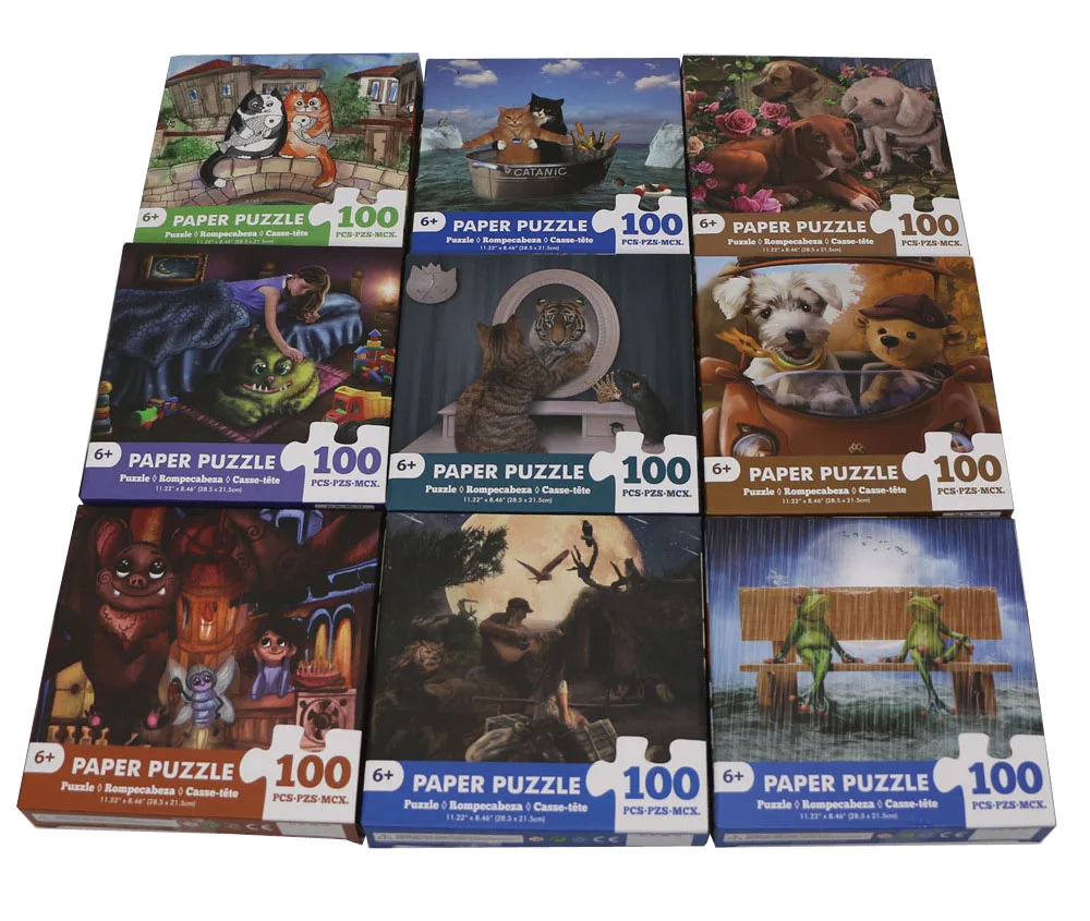 100 Pieces Jigsaw Puzzle Assembling Picture Dog Animals Decompression Puzzles Toy for Adult Children Kids Educational Gifts