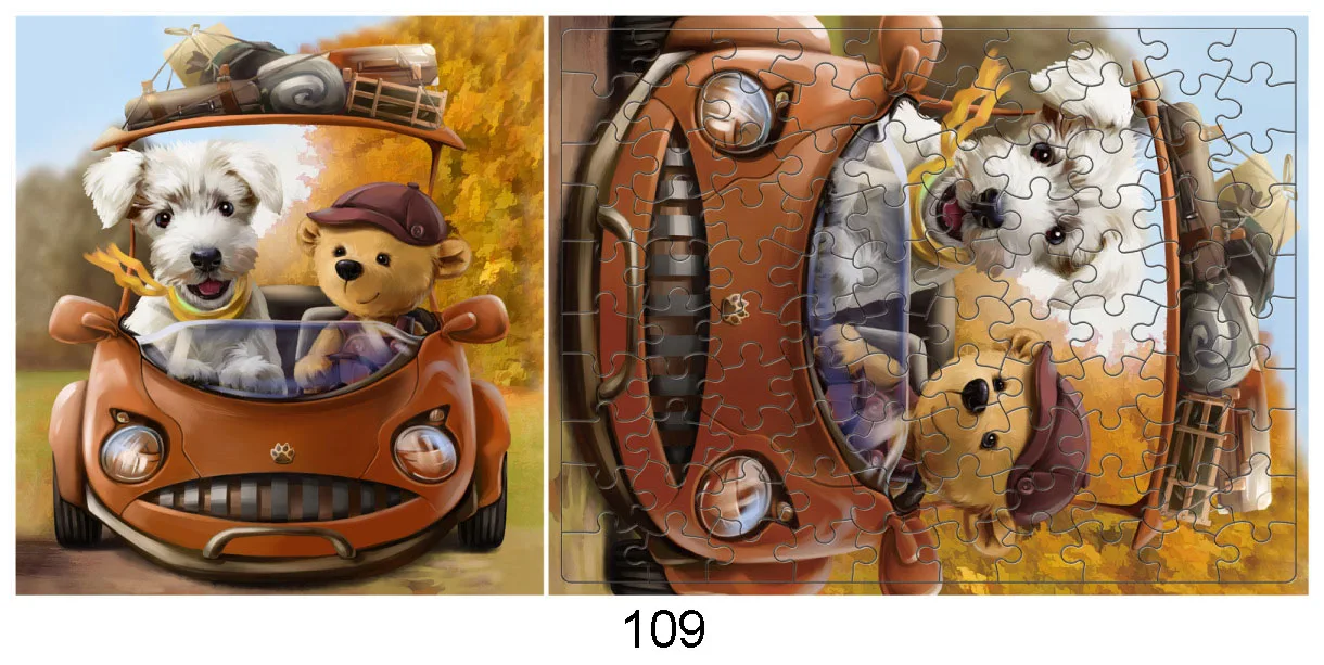 100 Pieces Jigsaw Puzzle Assembling Picture Dog Animals Decompression Puzzles Toy for Adult Children Kids Educational Gifts