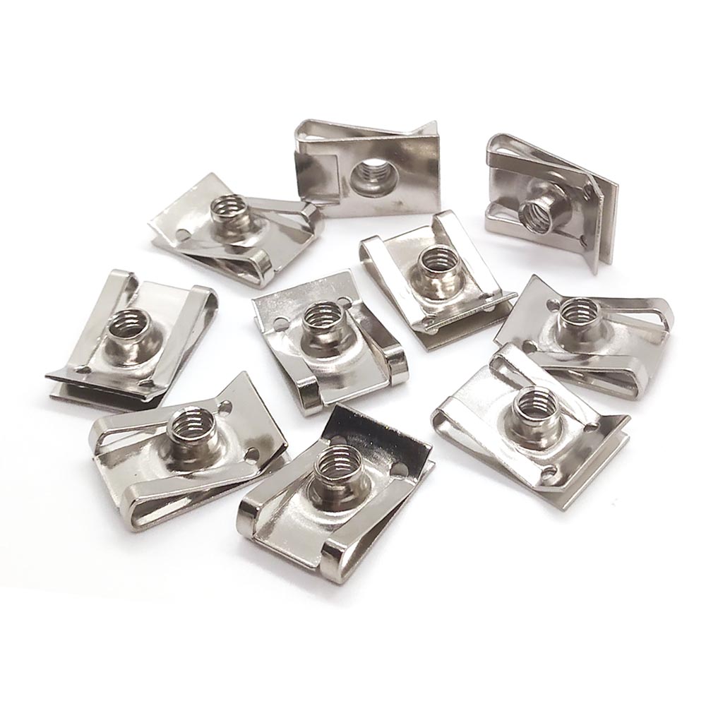 10 Sets 304 Stainless Steel U Type Clips Thread M6 M5 M4 5mm 6mm 4mm Reed Nuts and Bolts Screws for Car Motorcycle Scooter ATV