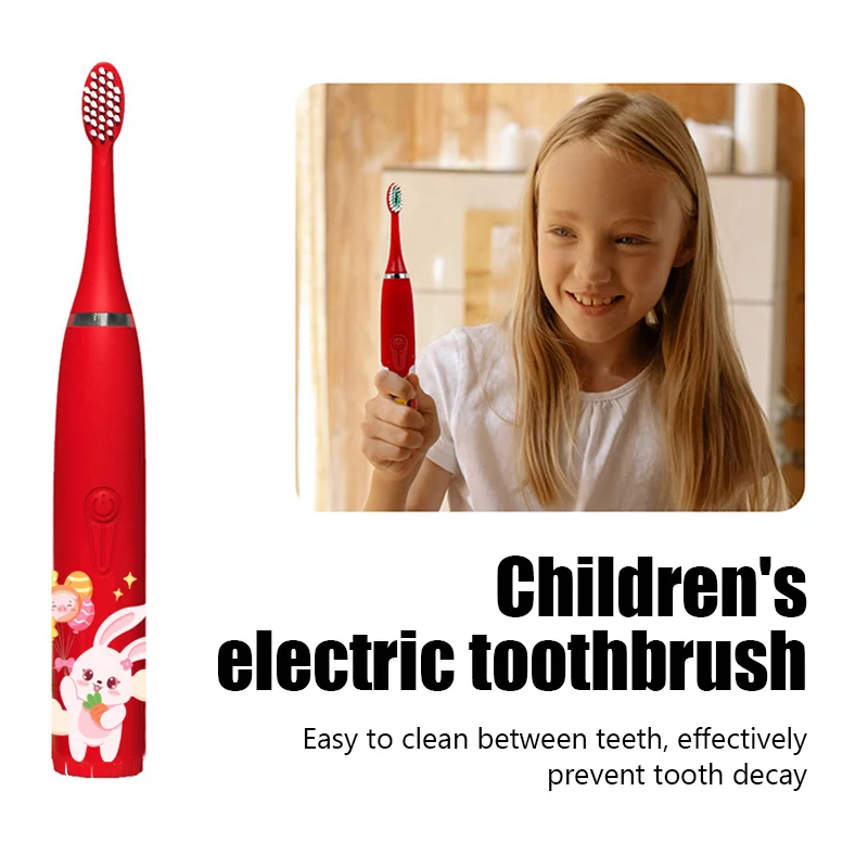 Children Electric Toothbrush Cartoon Kids With Replacement Head Ultrasonic IPX7 Waterproof Rechargeable Sonic Toothbrush