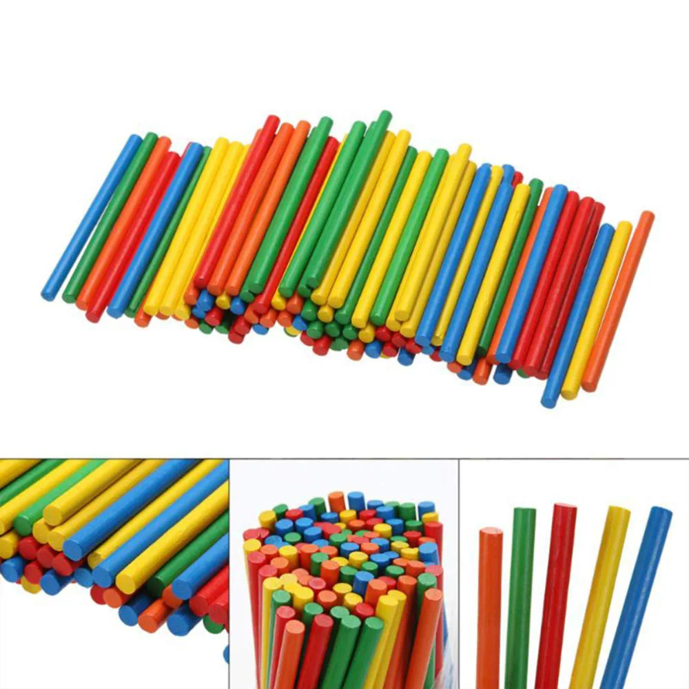 100pcs Colorful Bamboo Counting Sticks Mathematics Teaching Aids Counting Rod Math Learning Toy Gift