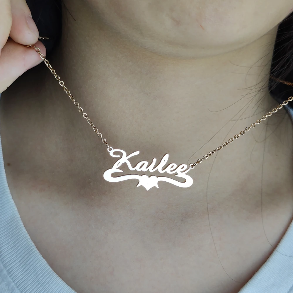 Custom Name Necklace for Women Personalised Cursive Letter Pendant Stainless Steel Jewelry Men Chain Choker Collar Personalizado