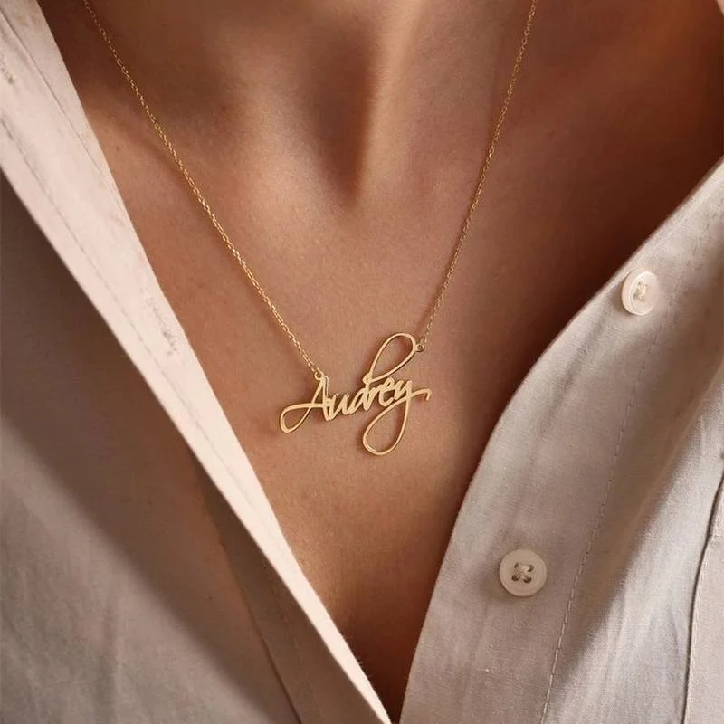 Custom Name Necklace for Women Personalised Cursive Letter Pendant Stainless Steel Jewelry Men Chain Choker Collar Personalizado