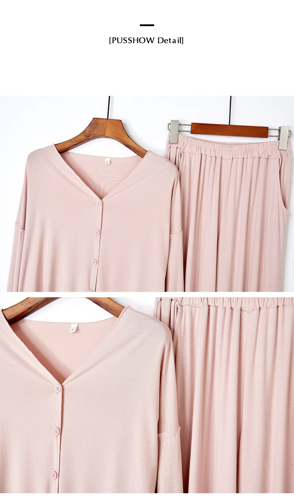 Japanese New Style Cotton Pajamas Suit Ladies Spring And Autumn Cardigan Solid Color Long-sleeved Trousers Home Service Suit