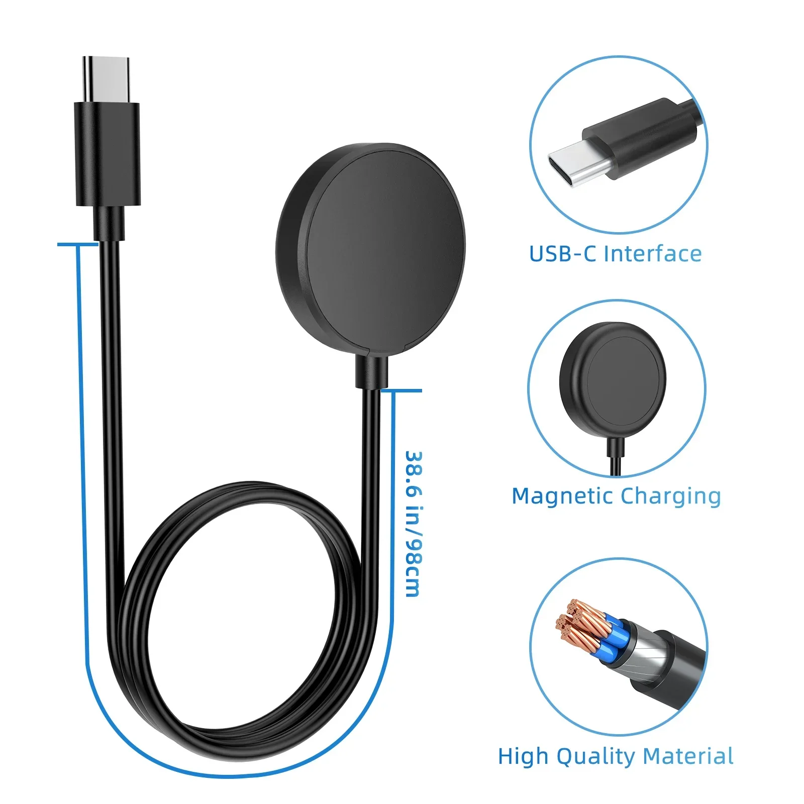 For Samsung Galaxy Watch 7/6/6 Classic/5/5 Pro/4/4 Classic Chargers USB-C Charger Smart Watch Accessories Replacement Charger