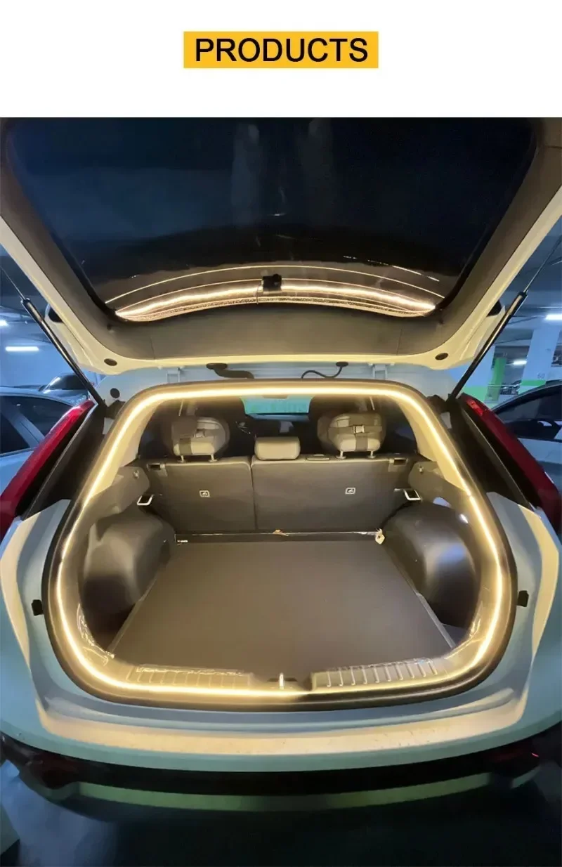 Car high brightness trunk lighting ambient light interior decoration LED wiring free automatic sensing tailgate light strip