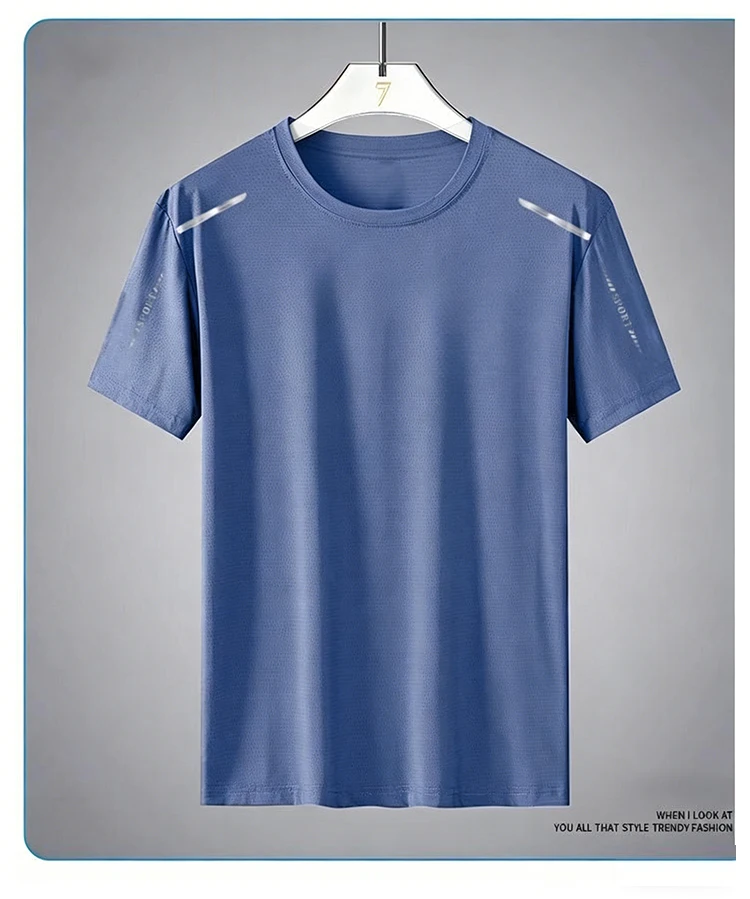 Ice Silk Running Shirts Men Loose Printing Short Sleeve Top Basketball Gym Sportswear For Male Fitness Workout Quick Dry Tee