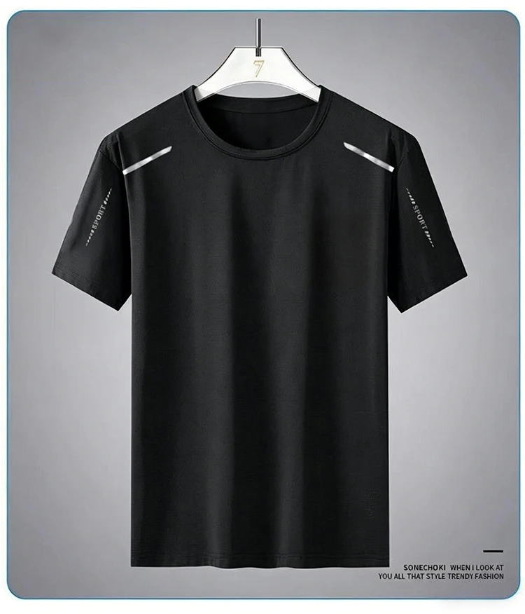 Ice Silk Running Shirts Men Loose Printing Short Sleeve Top Basketball Gym Sportswear For Male Fitness Workout Quick Dry Tee