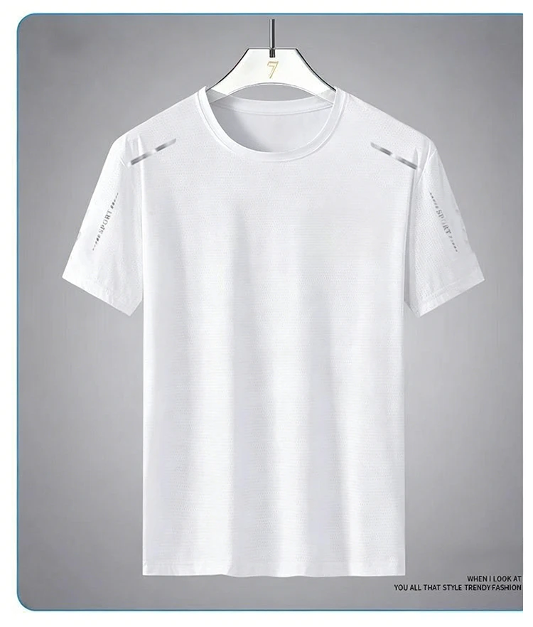 Ice Silk Running Shirts Men Loose Printing Short Sleeve Top Basketball Gym Sportswear For Male Fitness Workout Quick Dry Tee