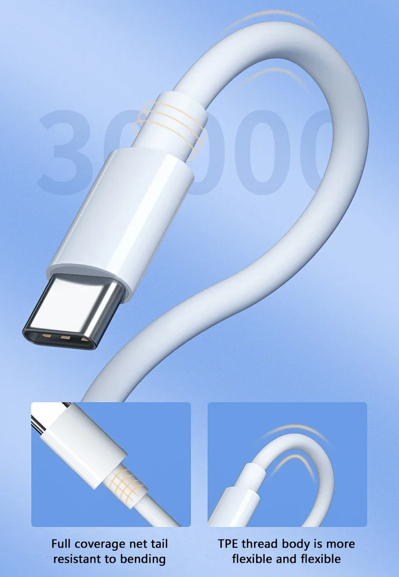3PCS PD 100W USB C to USB Type C Cable Fast Charge Data Cable For Iphone 17 15 15Pro Huawei Samsung Xiaomi Data Line White 1M 2M