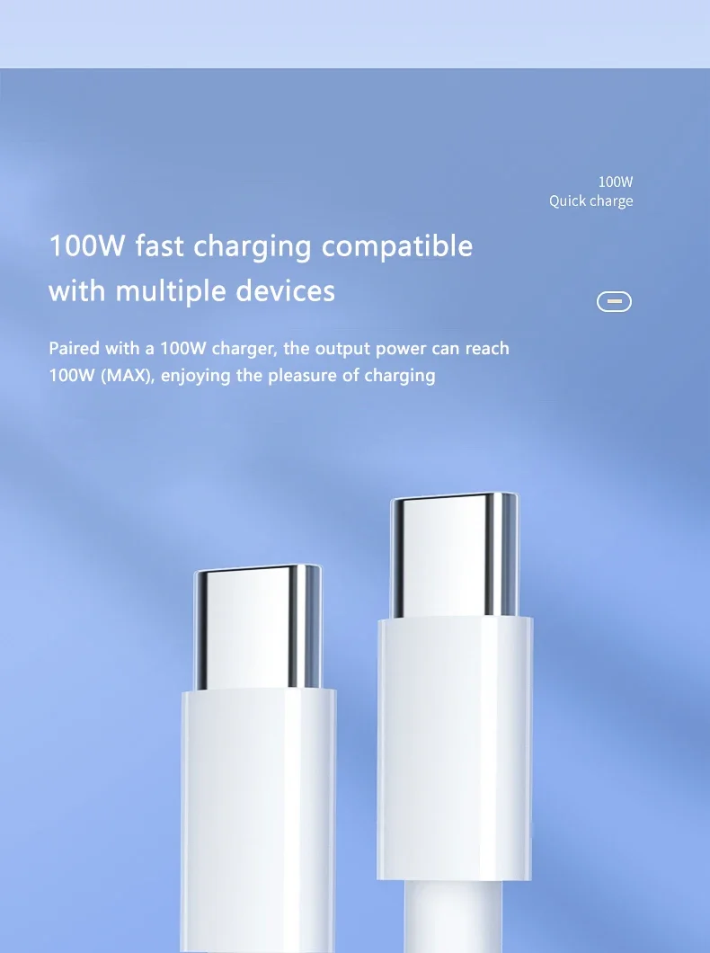 3PCS PD 100W USB C to USB Type C Cable Fast Charge Data Cable For Iphone 17 15 15Pro Huawei Samsung Xiaomi Data Line White 1M 2M