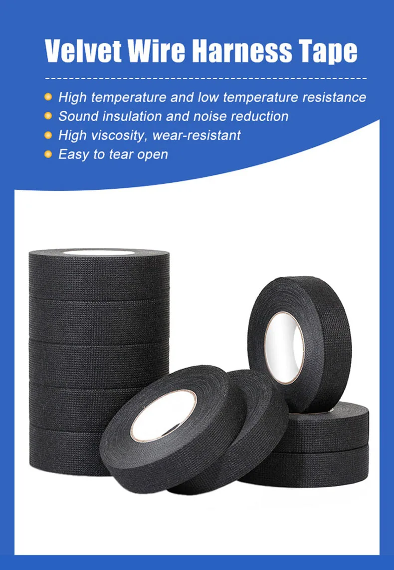 Automotive Wiring Harness Adhesive Tape Noise Reduction Heat Resistance Flame Retardant Electrical Protective Cloth Tape