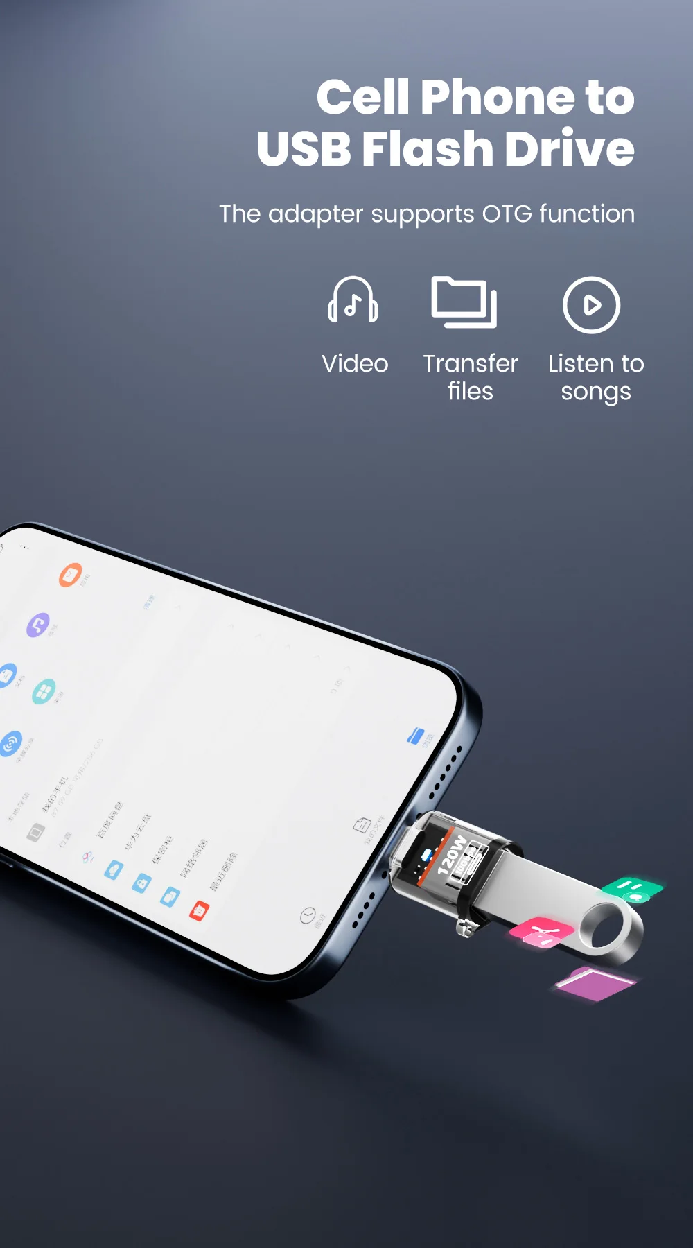 120W Type C To USB A OTG Adapter Fast Charging USB3.2 To Type C Female Adapter Fast Charging OTG For iPhone 15 16 Macbook iPad