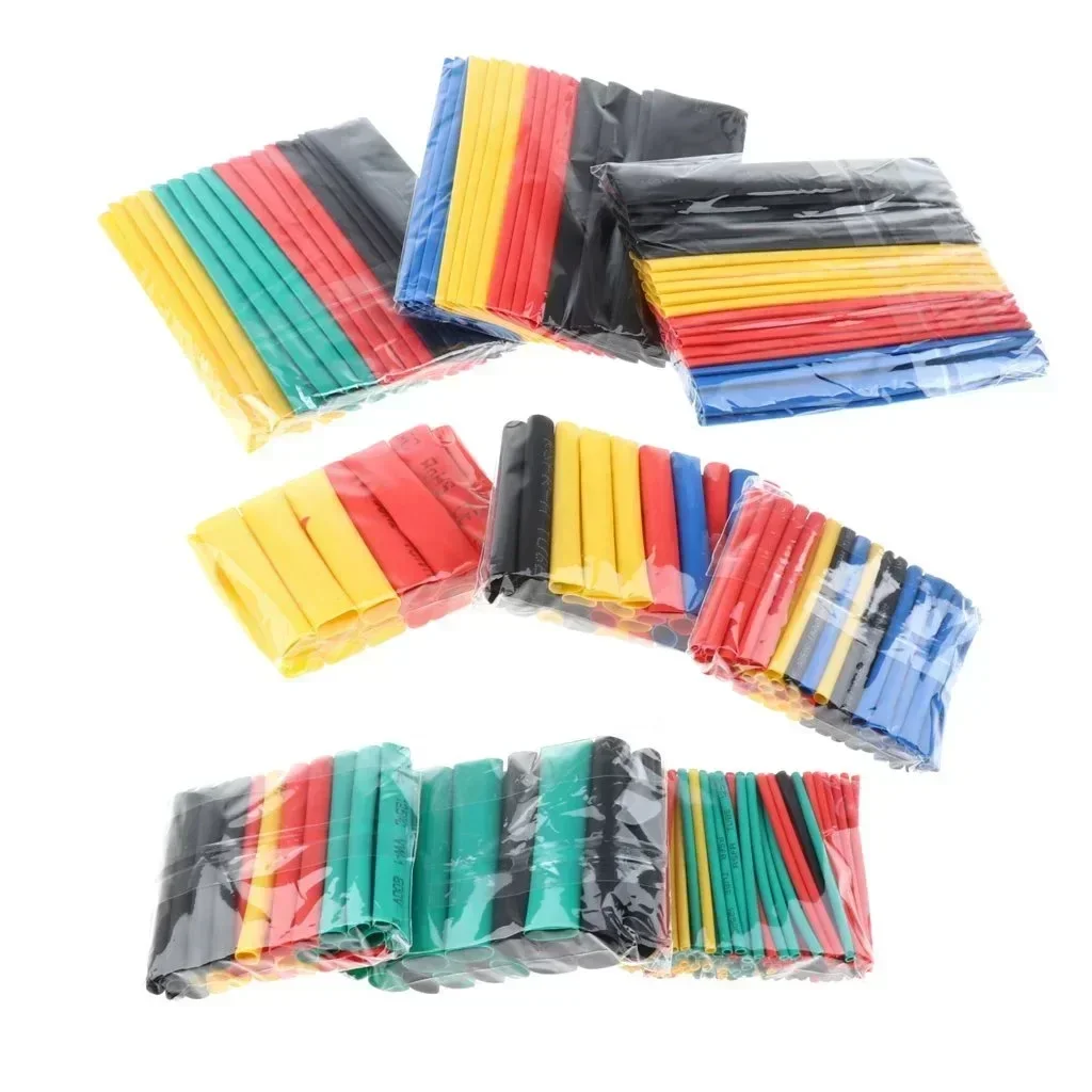 164PCS 2: 1 Cable Shrink Tube Kit Heat Assorted Pack Thermoretractile Insulation Sleeving Cable Wire Shrink Wrapping for DIY