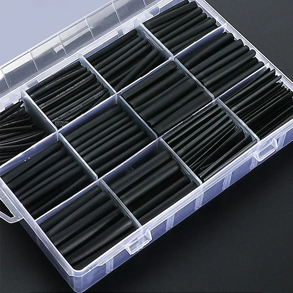 164PCS 2: 1 Cable Shrink Tube Kit Heat Assorted Pack Thermoretractile Insulation Sleeving Cable Wire Shrink Wrapping for DIY