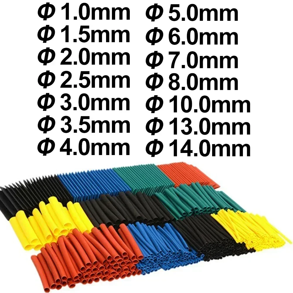 164PCS 2: 1 Cable Shrink Tube Kit Heat Assorted Pack Thermoretractile Insulation Sleeving Cable Wire Shrink Wrapping for DIY