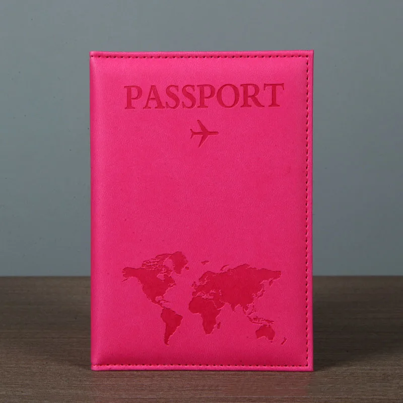 PU Leather Passport Cover For Men & Women Organizer - Protective Card Holder ID Document Covers World Map Travel Passport Case