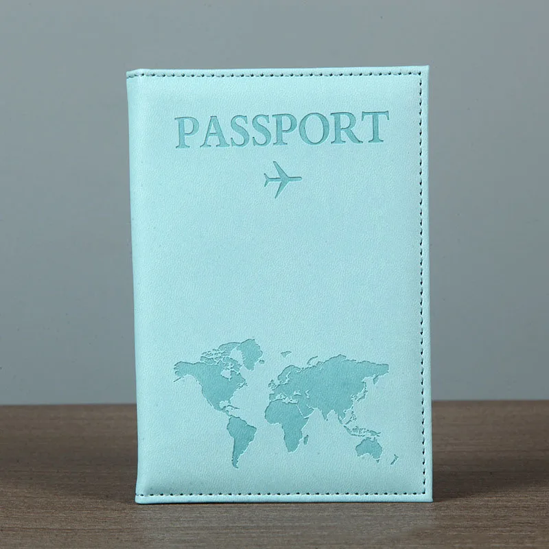 PU Leather Passport Cover For Men & Women Organizer - Protective Card Holder ID Document Covers World Map Travel Passport Case