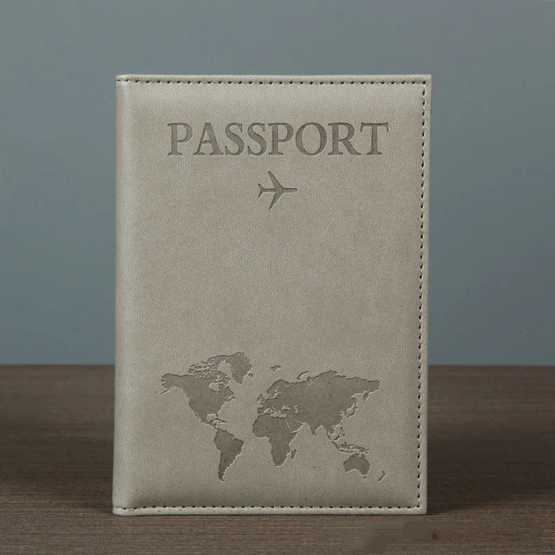 PU Leather Passport Cover For Men & Women Organizer - Protective Card Holder ID Document Covers World Map Travel Passport Case