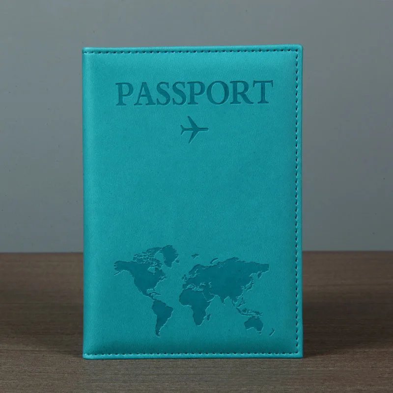 PU Leather Passport Cover For Men & Women Organizer - Protective Card Holder ID Document Covers World Map Travel Passport Case