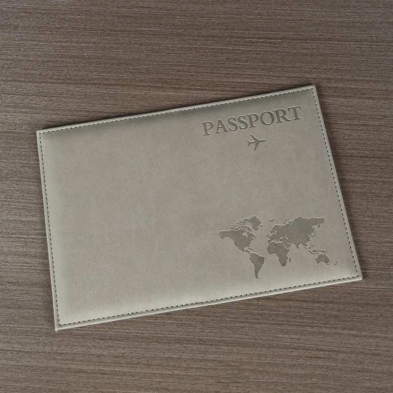 PU Leather Passport Cover For Men & Women Organizer - Protective Card Holder ID Document Covers World Map Travel Passport Case