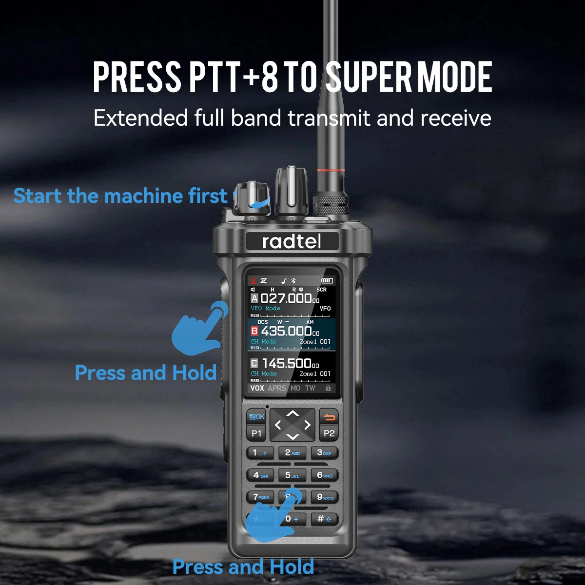 Radtel RT-950 PRO Walkie Talkie AM/FM/CB/LSB/USB/CW Receiver with GPS APRS 10W Bluetooth Phone Programming Ham Radio RT-950PRO