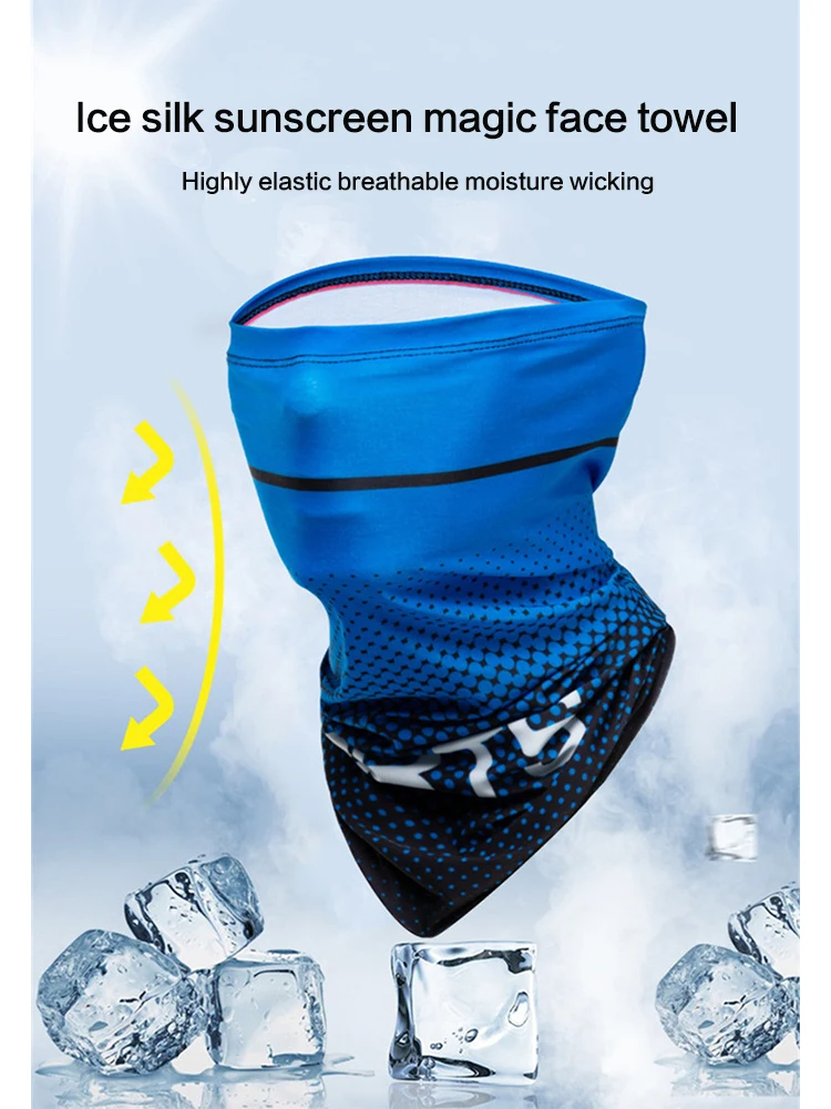 2Pcs Set Summer Ice Silk Cycling Arm Sleeves Breathable Bandana Mask Combination Suit Elastic Cold UV Sun Protection
