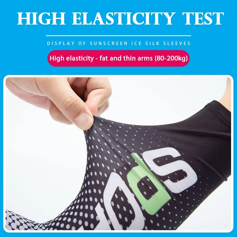 2Pcs Set Summer Ice Silk Cycling Arm Sleeves Breathable Bandana Mask Combination Suit Elastic Cold UV Sun Protection
