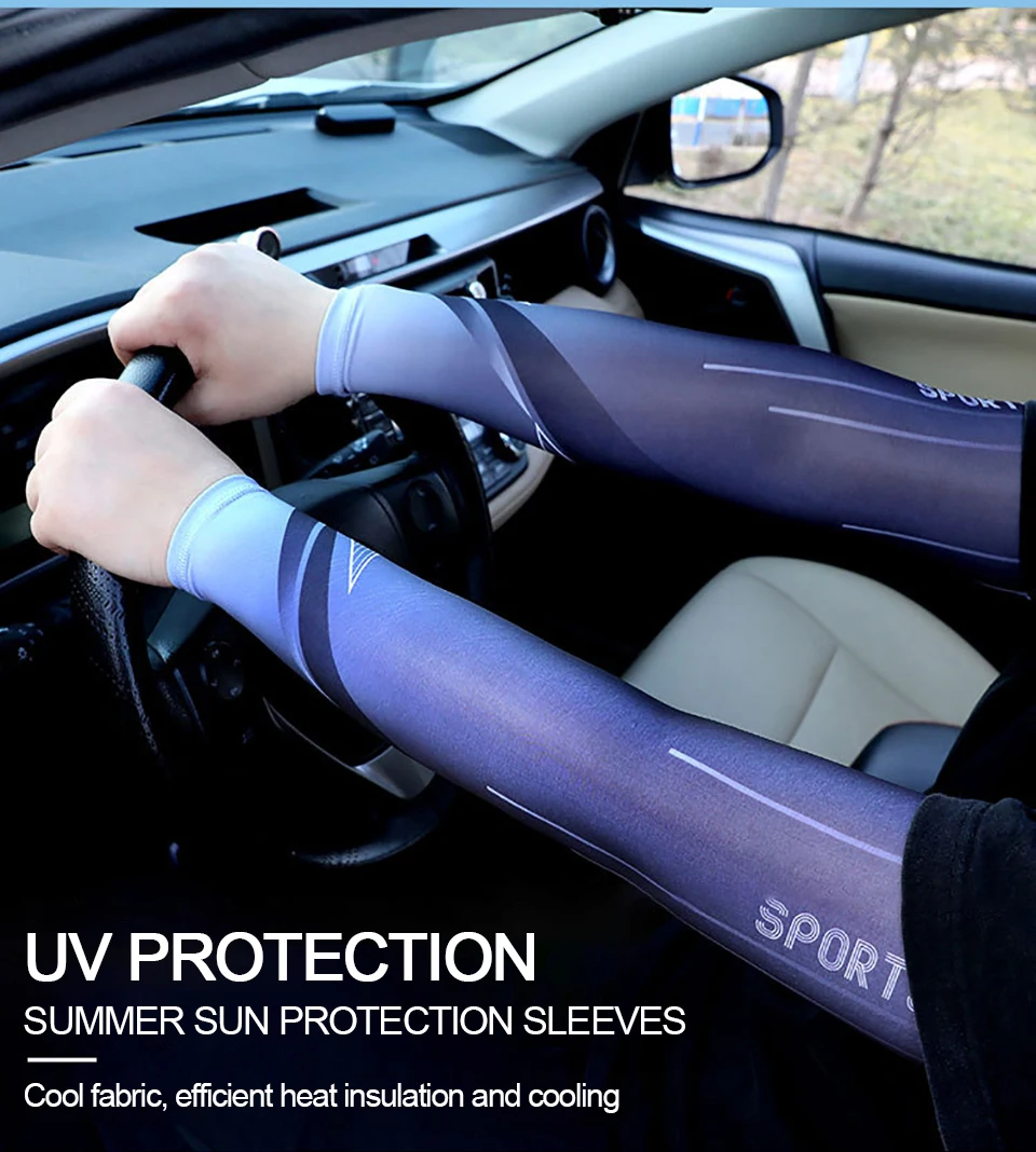 2Pcs Set Summer Ice Silk Cycling Arm Sleeves Breathable Bandana Mask Combination Suit Elastic Cold UV Sun Protection
