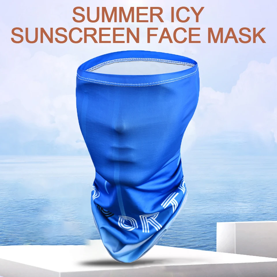 2Pcs Set Summer Ice Silk Cycling Arm Sleeves Breathable Bandana Mask Combination Suit Elastic Cold UV Sun Protection