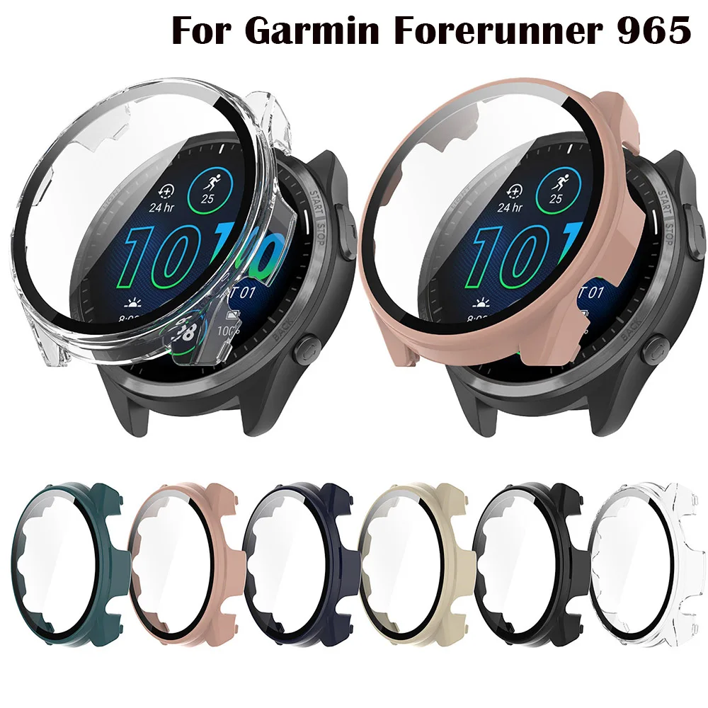 Full Protective Case for Garmin Forerunner 965 Forerunner 265 265S Screen Protector Case Cover PC 2in1 Shell+Tempered Glass Film