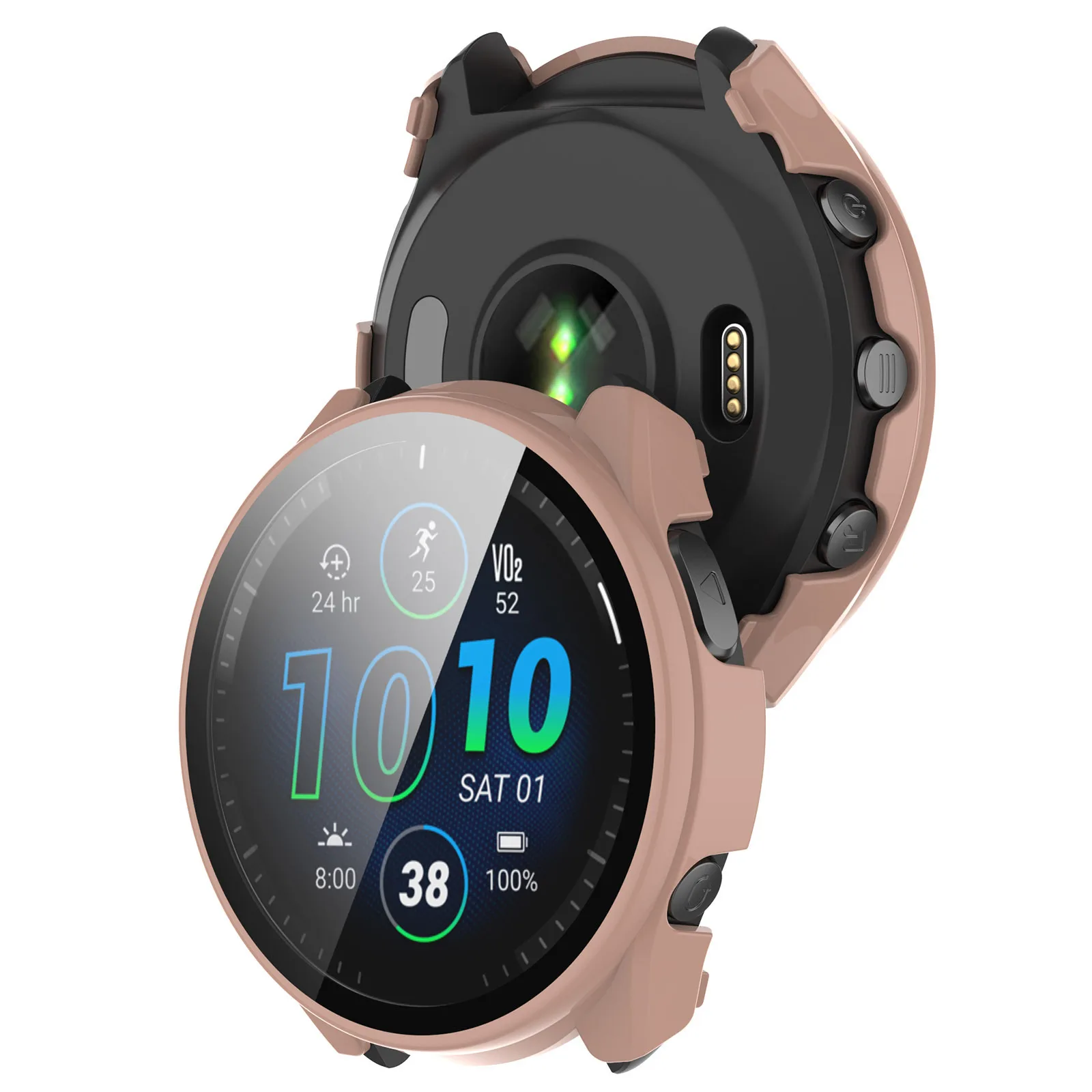 Full Protective Case for Garmin Forerunner 965 Forerunner 265 265S Screen Protector Case Cover PC 2in1 Shell+Tempered Glass Film
