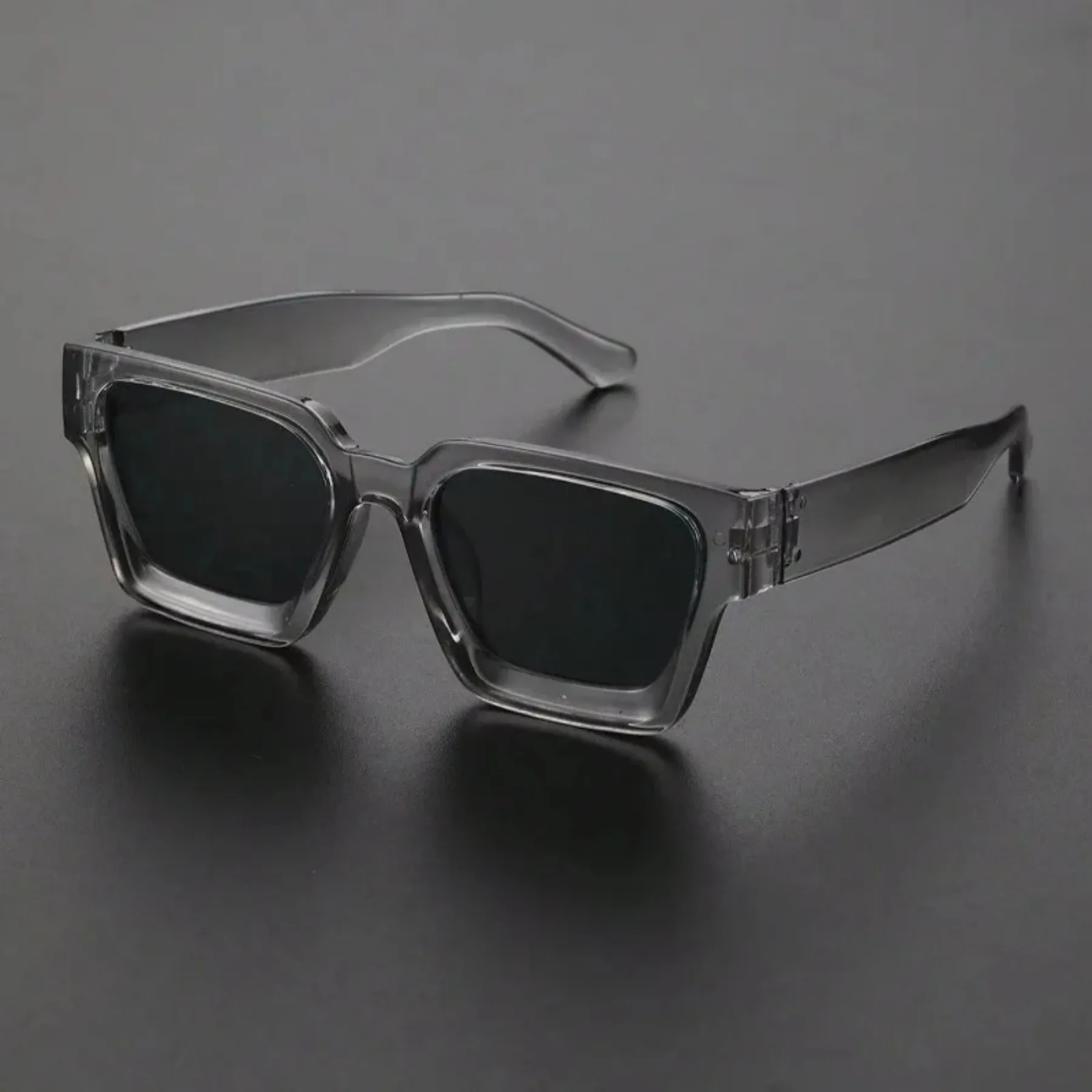 1PC Unisex Plastic Fashion Square Frame Sunglasses For Street Photography And Beach Trips Driving Accessories