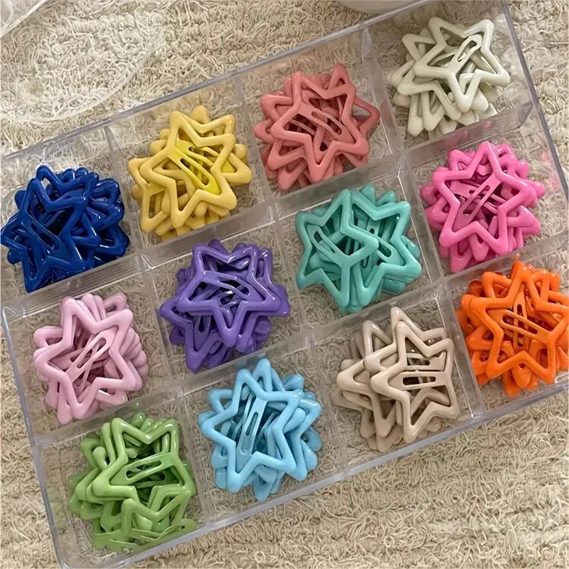 20/50Pcs Star-Shaped Alloy Hair Clips Elegant Retro Style Lightweight Hollow-Out Design Hair Accessories for Daily Wear Styling