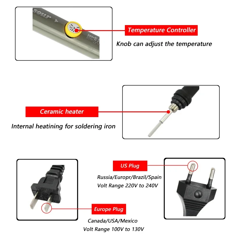 New Electric Soldering Iron 60W / 80W Digital Adjustable Temperature Desoldering Welding Repair Solder Tools