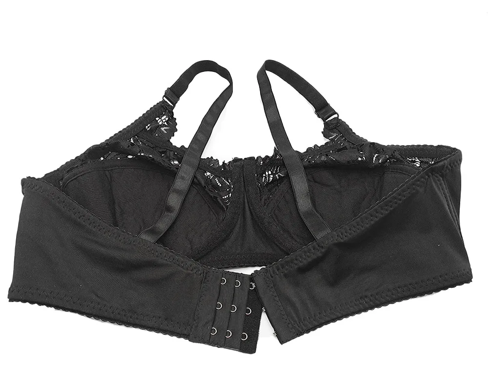 Sexy Lace Women Bra Top Full Cup Minimizer Floral Large Chest Big Bust Bh Thin Padded Cotton Bralette Underwire Push Up Bras C27