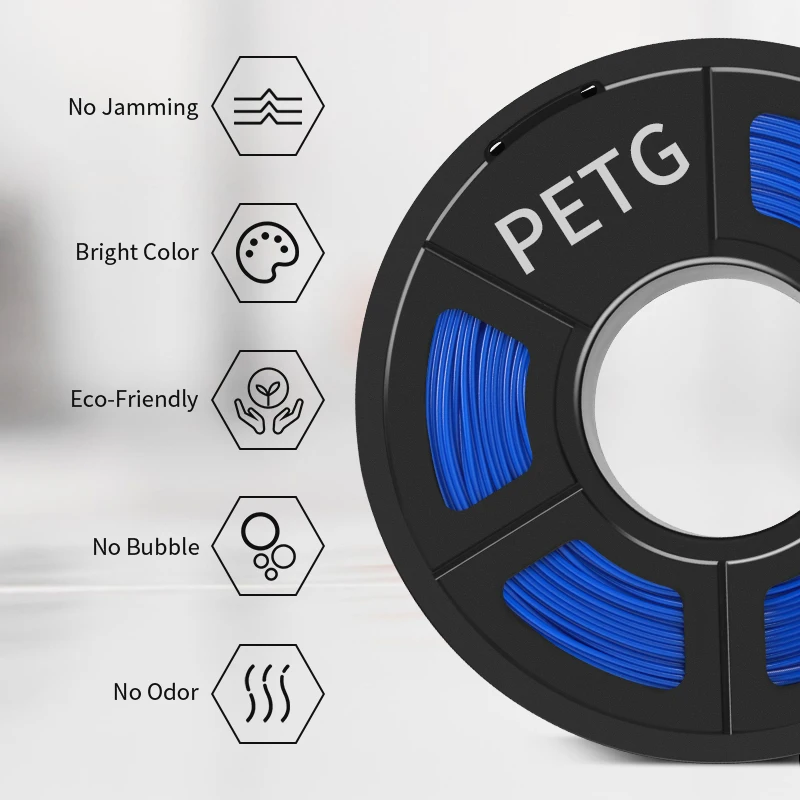 SUNLU PETG Filament 1KG 3D Material 1.75MM Arranged Neatly Clogging Free No Bubble Odorless Eco-Friendly Bright Color