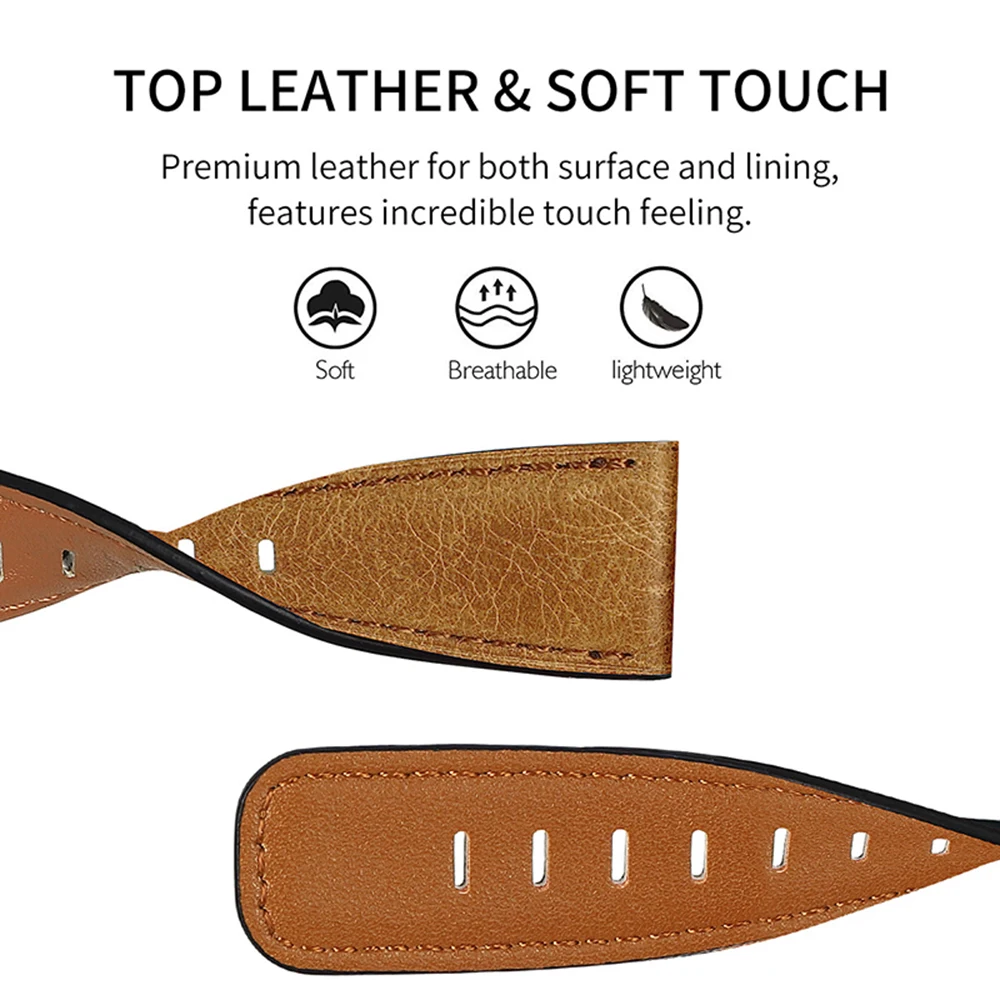 Vinatge Distressed Leather Strap For Huawei Watch GT 2 Bracelet For Samsung Galaxy Active 2 Amazfit Bip 20mm 22mm Watchbands