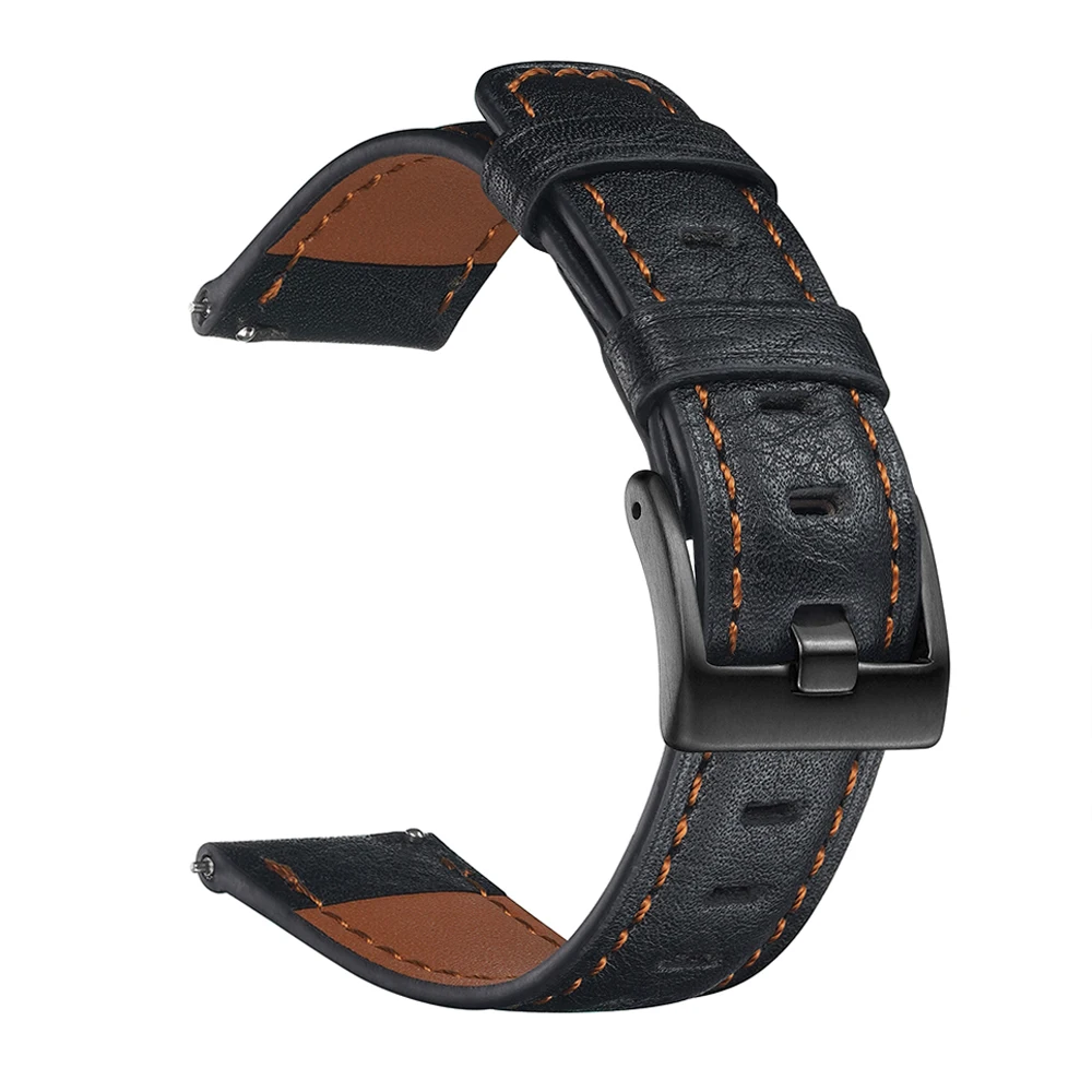 Vinatge Distressed Leather Strap For Huawei Watch GT 2 Bracelet For Samsung Galaxy Active 2 Amazfit Bip 20mm 22mm Watchbands