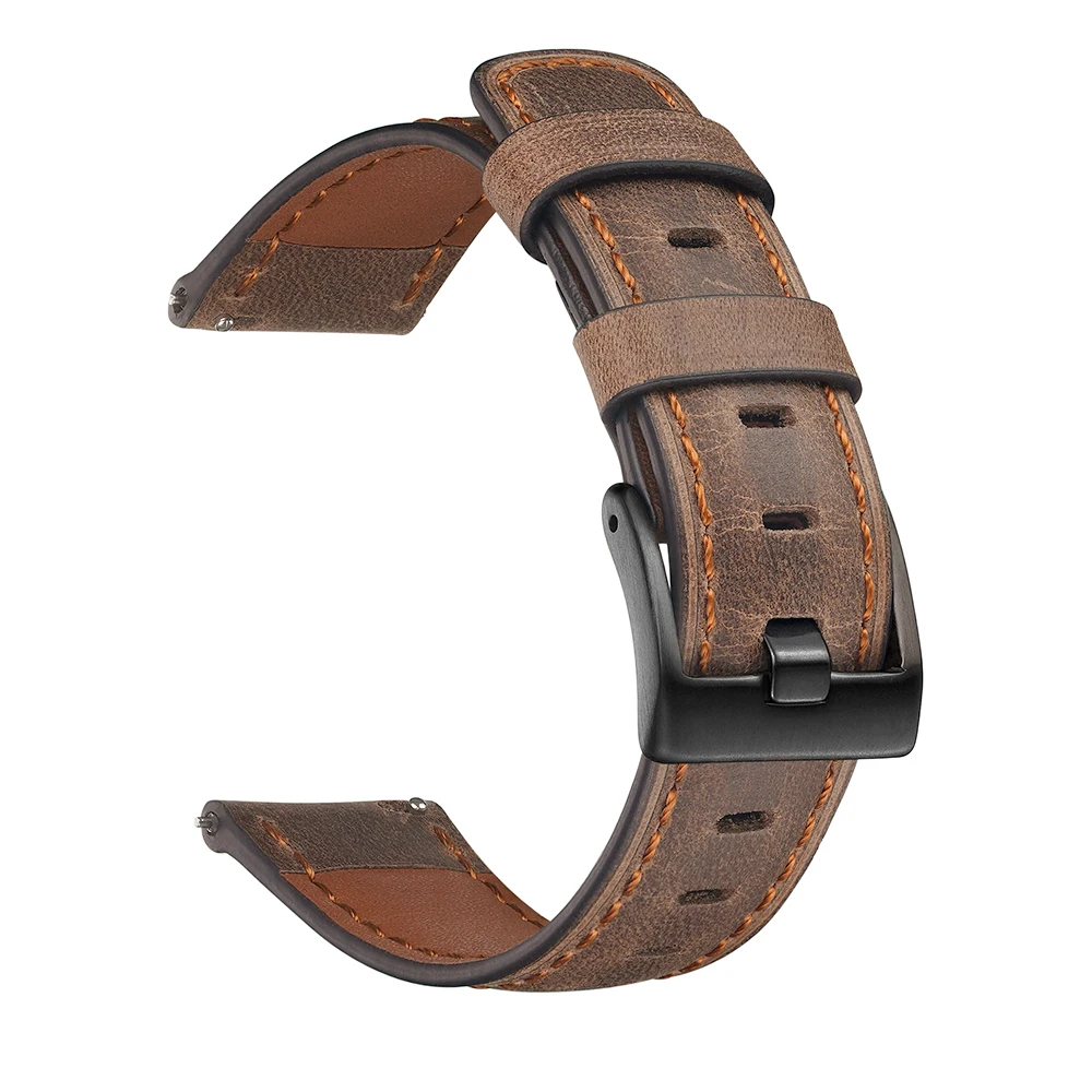 Vinatge Distressed Leather Strap For Huawei Watch GT 2 Bracelet For Samsung Galaxy Active 2 Amazfit Bip 20mm 22mm Watchbands