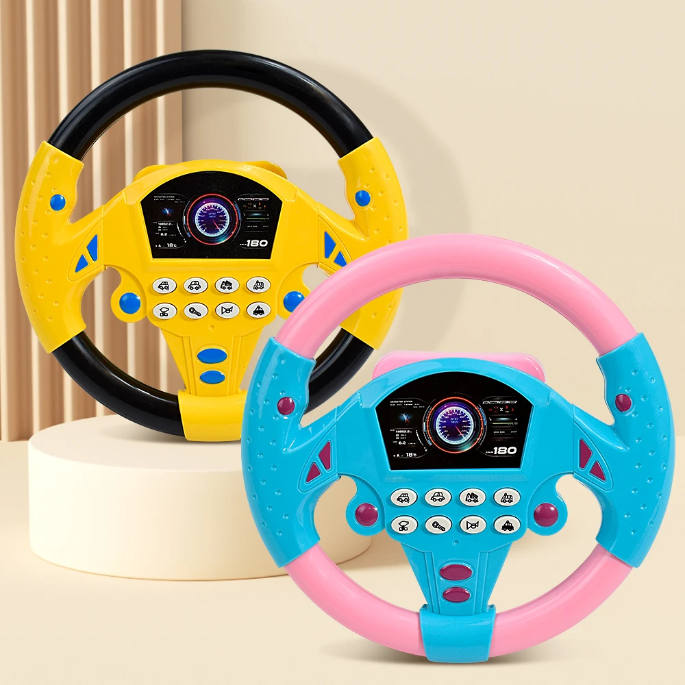 Eletric Steering Wheel Toy with Light Sound for Baby Kids Educational Portable Simulated Driving Steering Wheel Vocal ToysToys