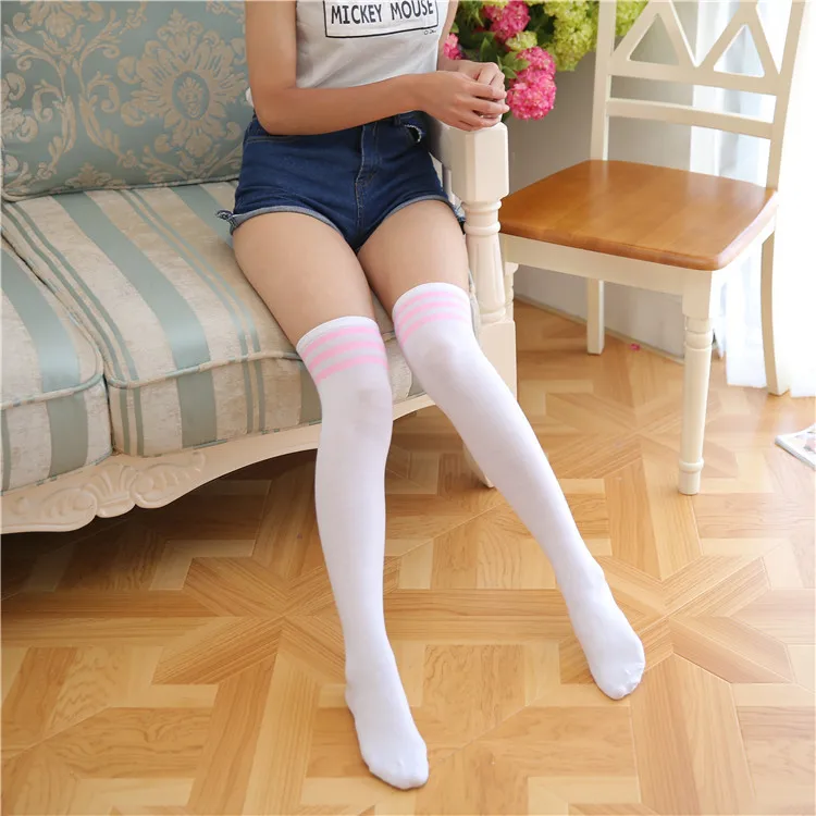 Cute Over-Knee Socks Black Lolita Striped Socks Sexy Thighs High-Tube Nylon Long Stockings Women's Funny Christmas Gifts