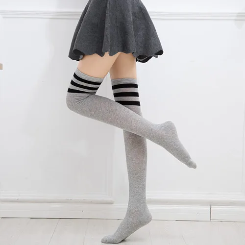 Cute Over-Knee Socks Black Lolita Striped Socks Sexy Thighs High-Tube Nylon Long Stockings Women's Funny Christmas Gifts