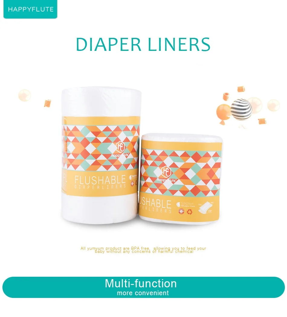 HappyFlute Bamboo Fabric Baby Wipes Biodegradable&Flushable Nappy Liners Cloth Diaper Liners 1 Roll 100Piece