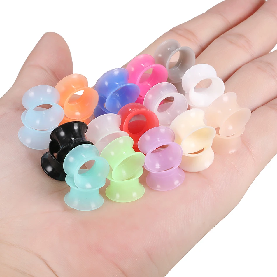 2Pcs Silicone Ear Plugs and Tunnels Ear Piercings Earlets Screwed Earring Expander Ear Gauges Body Jewelry Piercings